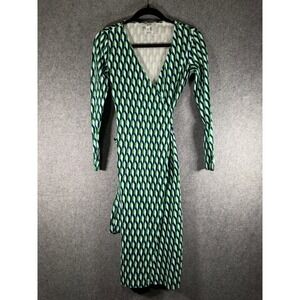 DIANE VON FURSTENBERG x Target Wrap Dress Geometric Print Green Black White XS
